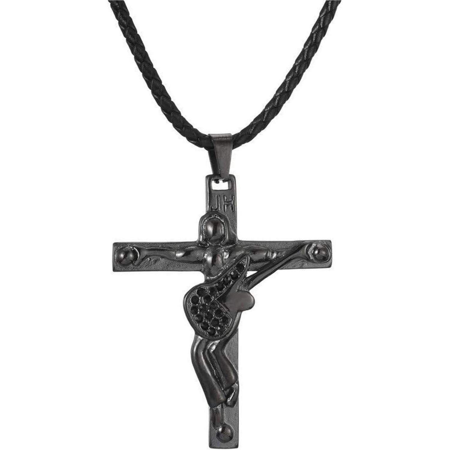 LuxusKollektion Kreuzkette Halskette Gitarrenkreuz Edelstahl Johnny Hallyday Anhänger