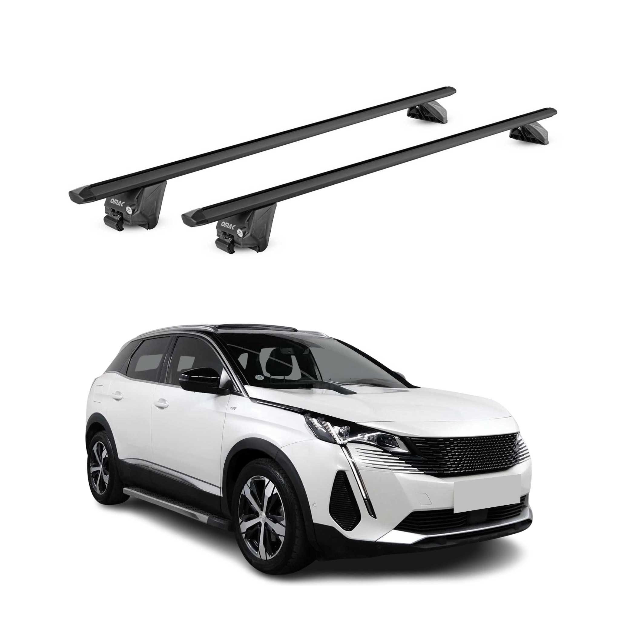 Dachträger Gepäckträger für Peugeot 3008 2016-2025 Aluminium Schwarz 2 tlg ABE