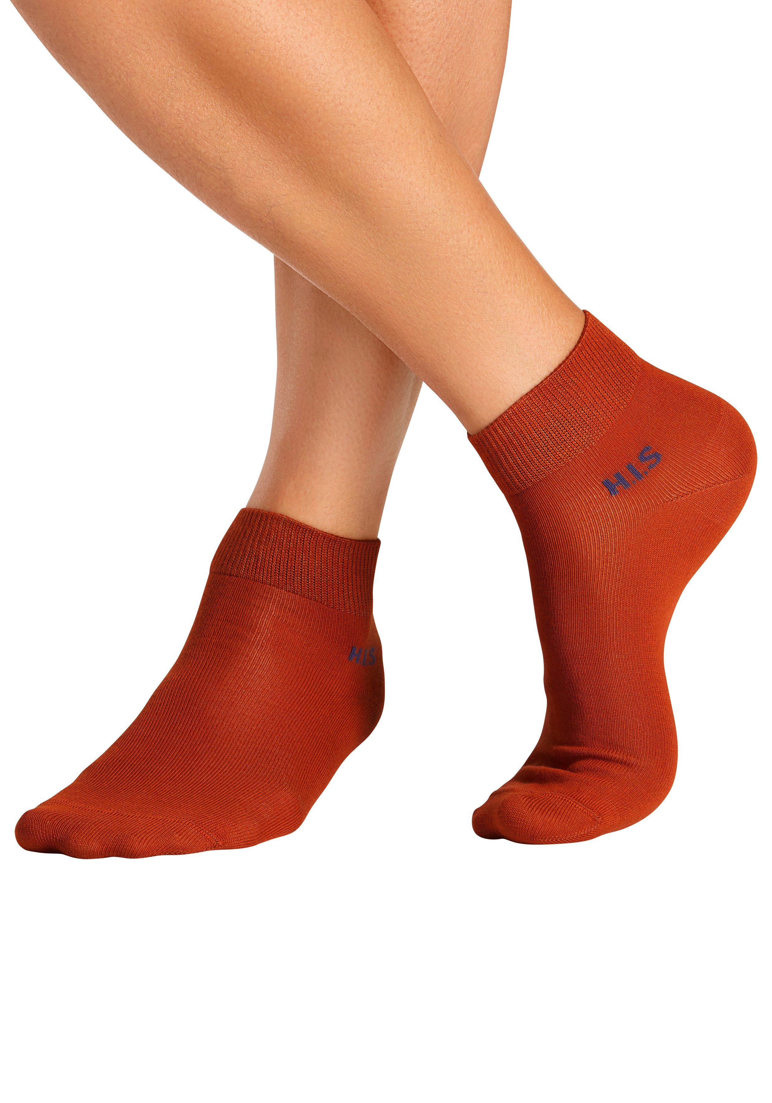H.I.S Kurzsocken Kurzschaft Socken Herren, zum einfachen Sortieren (Packung, 10-Paar, Quarter socken bis Gr. 48) mit farbigem Innenbund