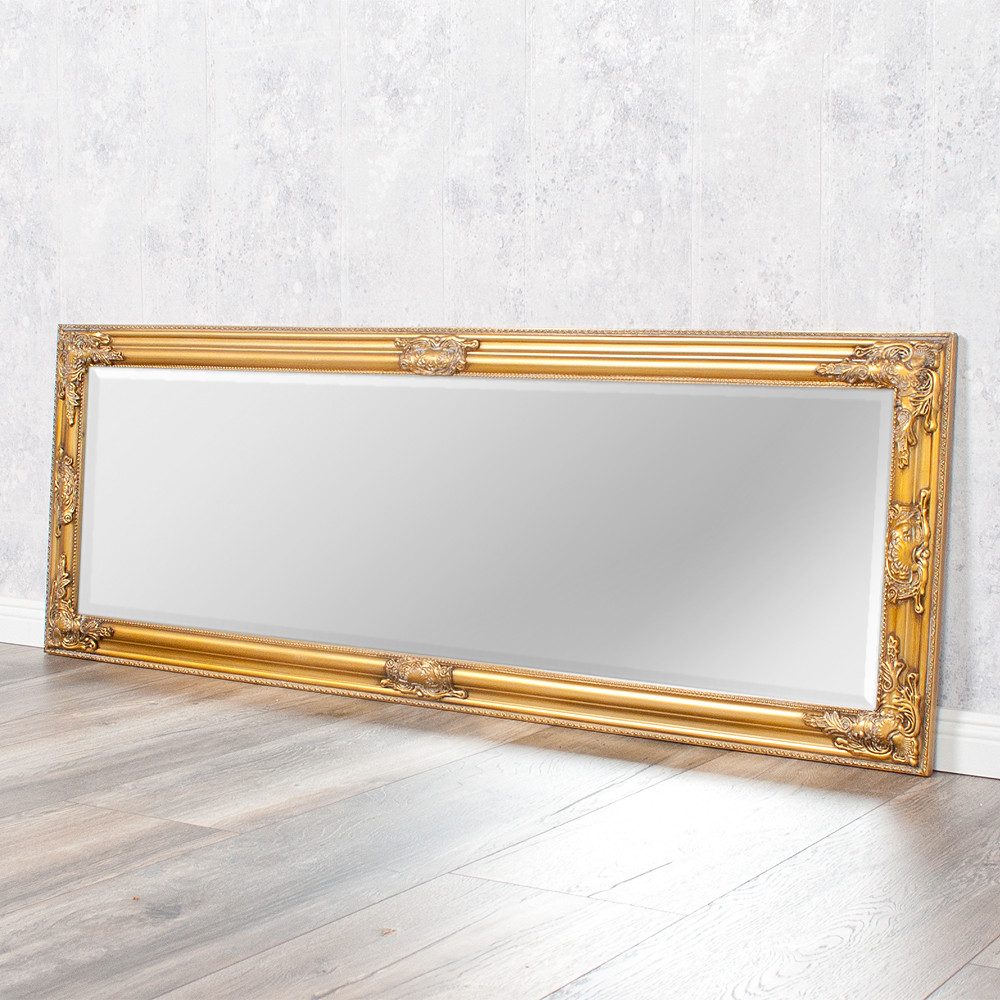 LebensWohnArt Wandspiegel Eleganter Barock Spiegel BESSA 140x50cm gold-antik Holzrahmen