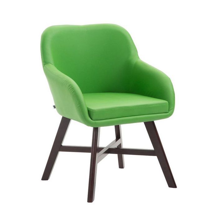 TPFLiving Besucherstuhl Kappa mit hochwertig gepolsterter Sitzfläche - Konferenzstuhl (Küchenstuhl - Esszimmerstuhl - Wohnzimmerstuhl) Gestell: Buchenholz Walnuss - Sitzfläche: Kunstleder grün