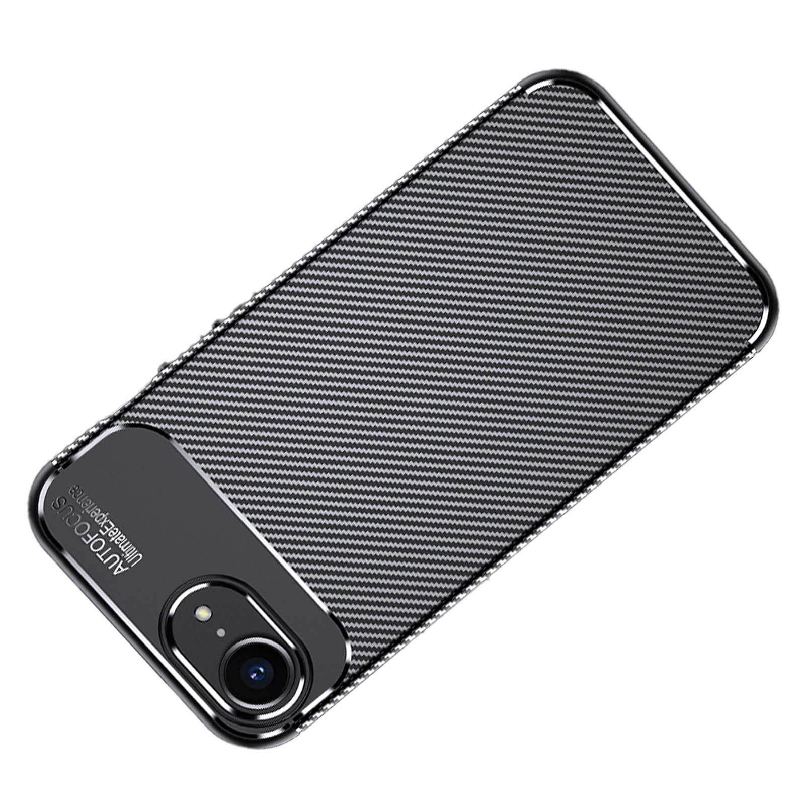 betterfon Handyhülle Carbon Hülle für iPhone 17E / 16E - Silikon Schutzhülle, Schwarz, Carbon-Look – stoßfestes Case mit Air-Cushion & Metall-Optik