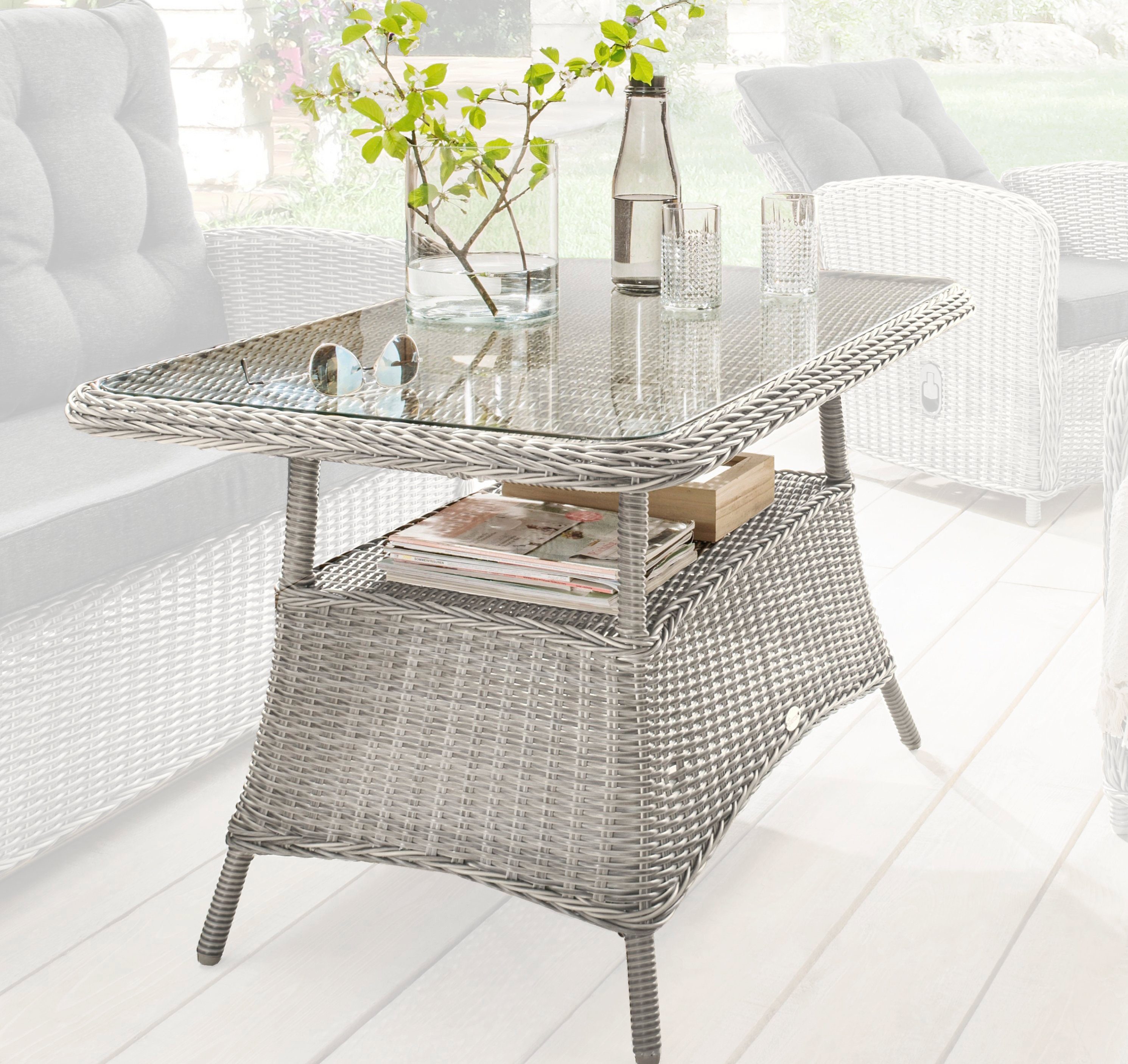 Destiny Gartentisch CASA MERANO, (120x66x77cm), Aluminium, Polyrattan