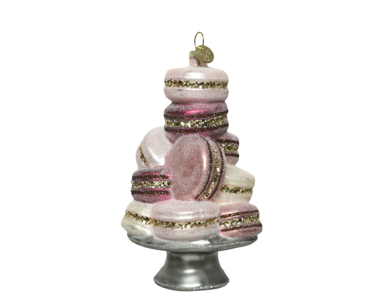 Kaemingk Christbaumschmuck, Christbaumschmuck Glas Macaronturm 14cm rosa / günstig online kaufen
