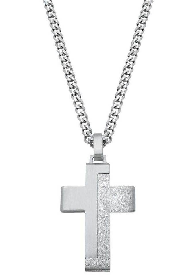 Kette mit »Kreuz« mit s.Oliver Kette ausdrucksstarkem Anhänger Edelstahl, Halskette, Kettenanhänger 2024253, Kreuz,