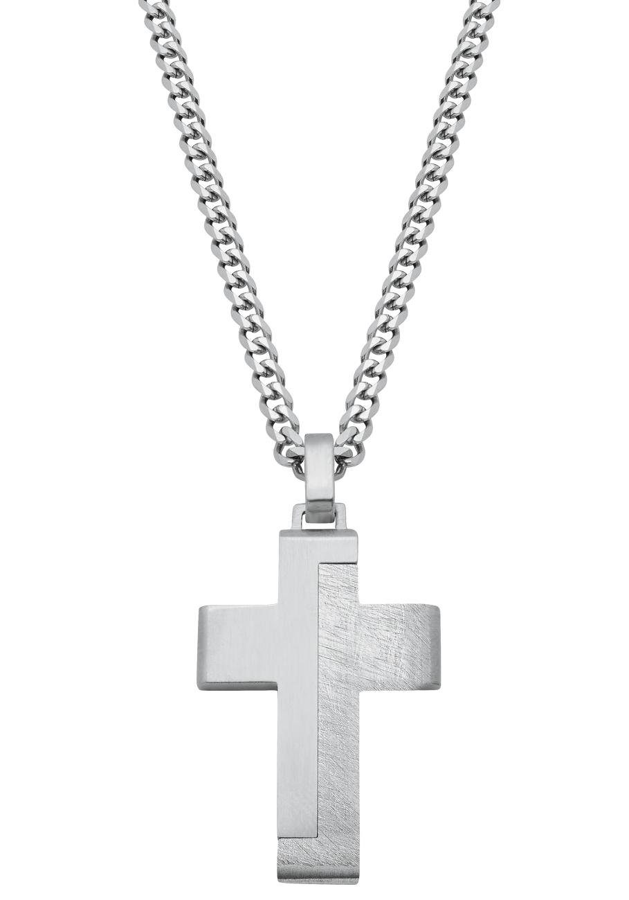 s.Oliver Kette mit Anhänger Halskette, Kreuz, 2024253, Kette mit  ausdrucksstarkem Kettenanhänger »Kreuz«