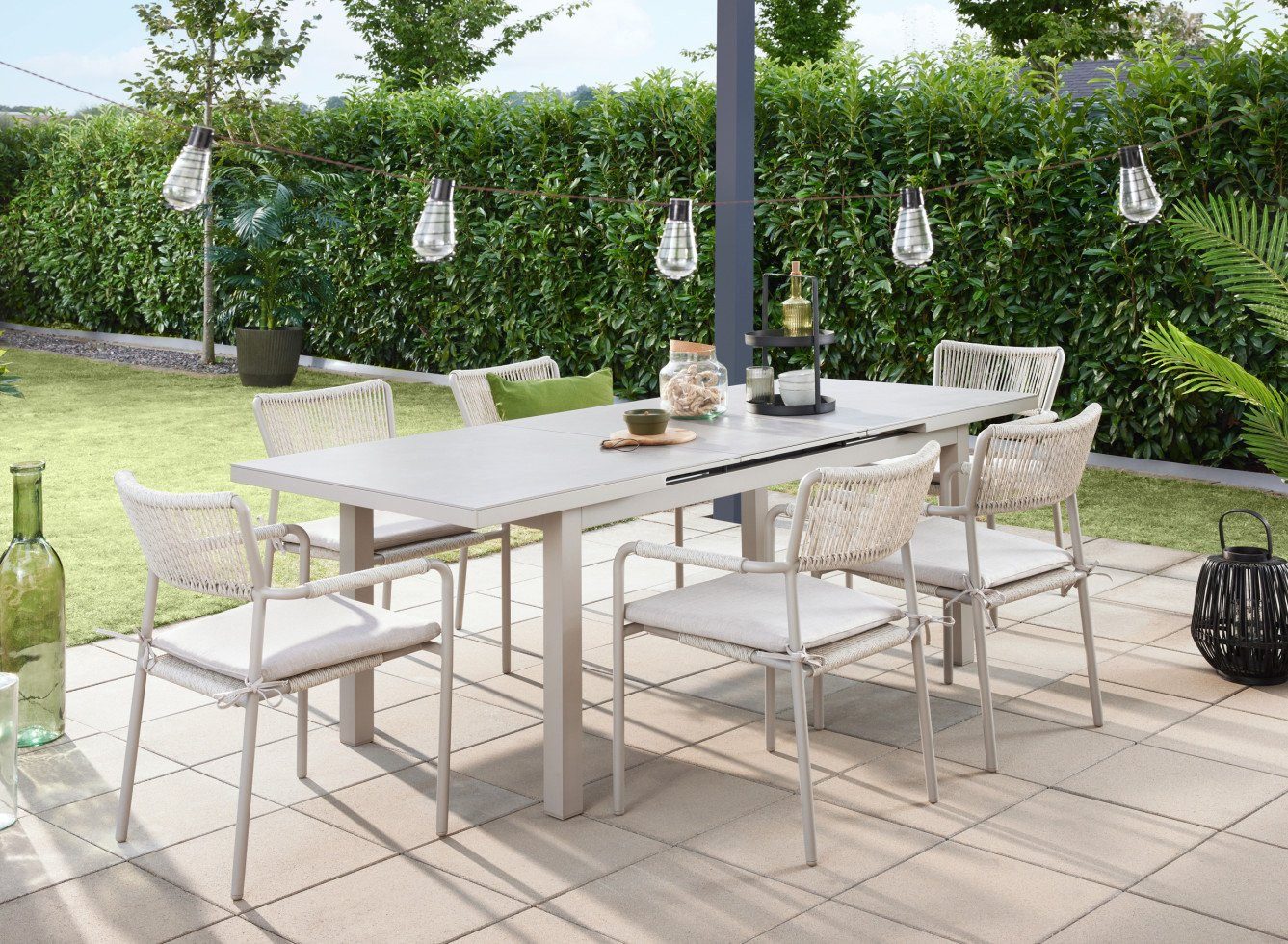 Primaster Garten-Essgruppe Primaster Garten-Essgruppe Rhodos mit ausziehbarem, Ausziehbar witterungsbeständig