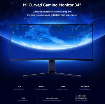 Xiaomi Mi Curved-Gaming-Monitor (86,36 cm/34 ", 3440 x 1440 px, WQHD, 4 ms Reaktionszeit, 144 Hz, VA LED)