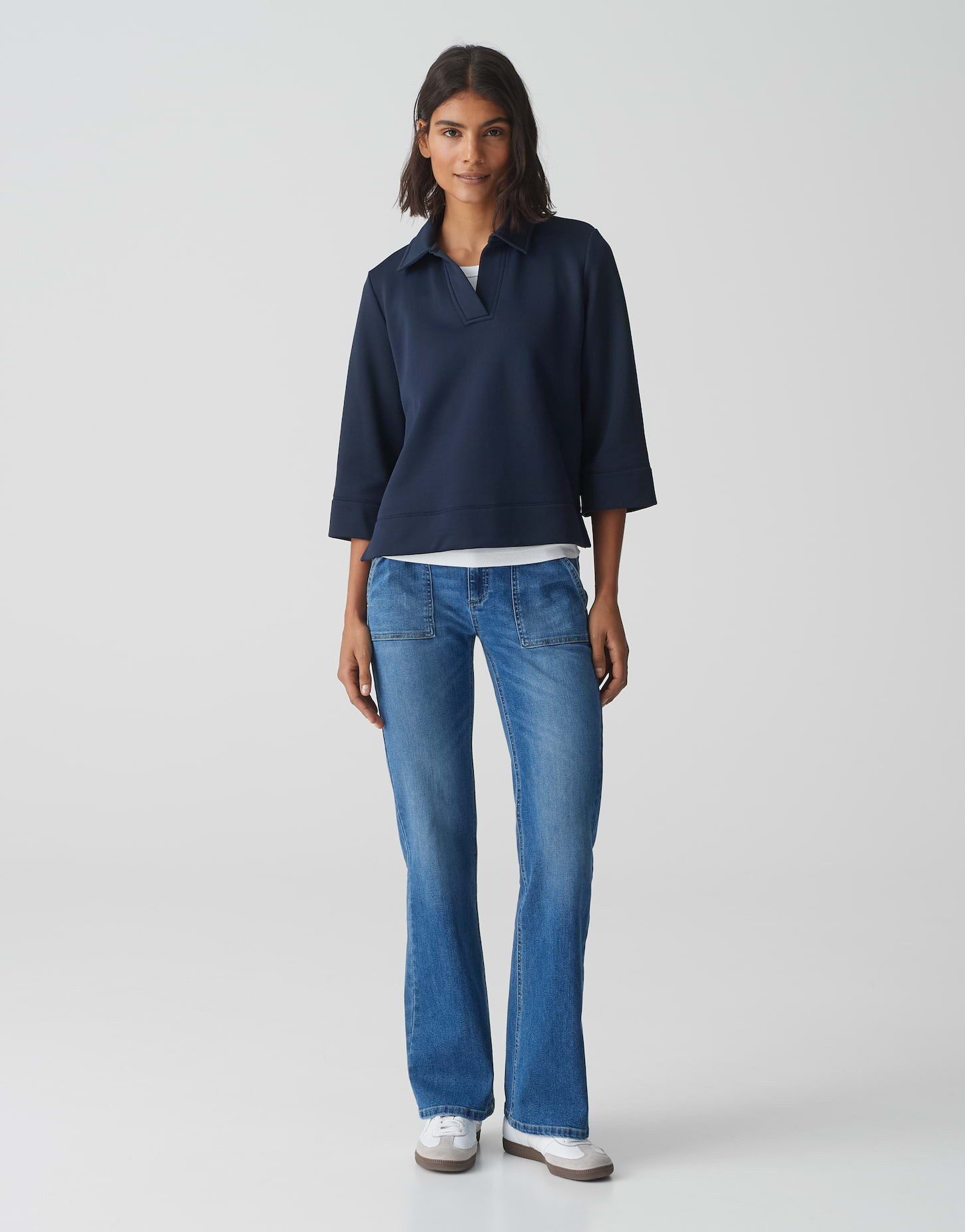 OPUS Sweatshirt Poloshirt GONUT Regular aus Baumwoll Mix