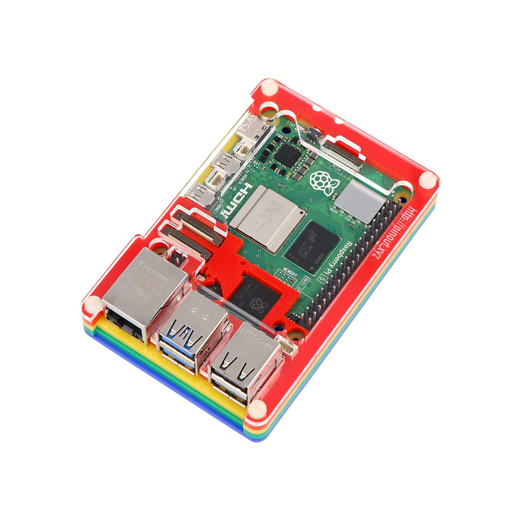 Pimoroni Montagerückgehäuse PIMORONI Pibow Gehäuse für Raspberry Pi 5, bunt, PIM678