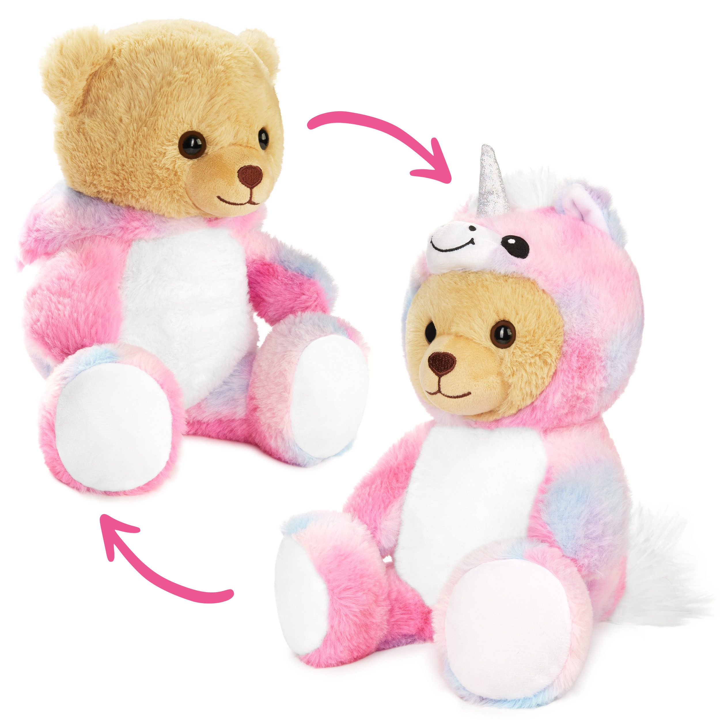 BRUBIES Kuscheltier Teddy Einhorn - 25 cm Teddybär im Einhornkostüm mit Kapuze (Plüschtier für kuschelige Abenteuer, 1-St), Kuscheltier Geschenk für Kinder