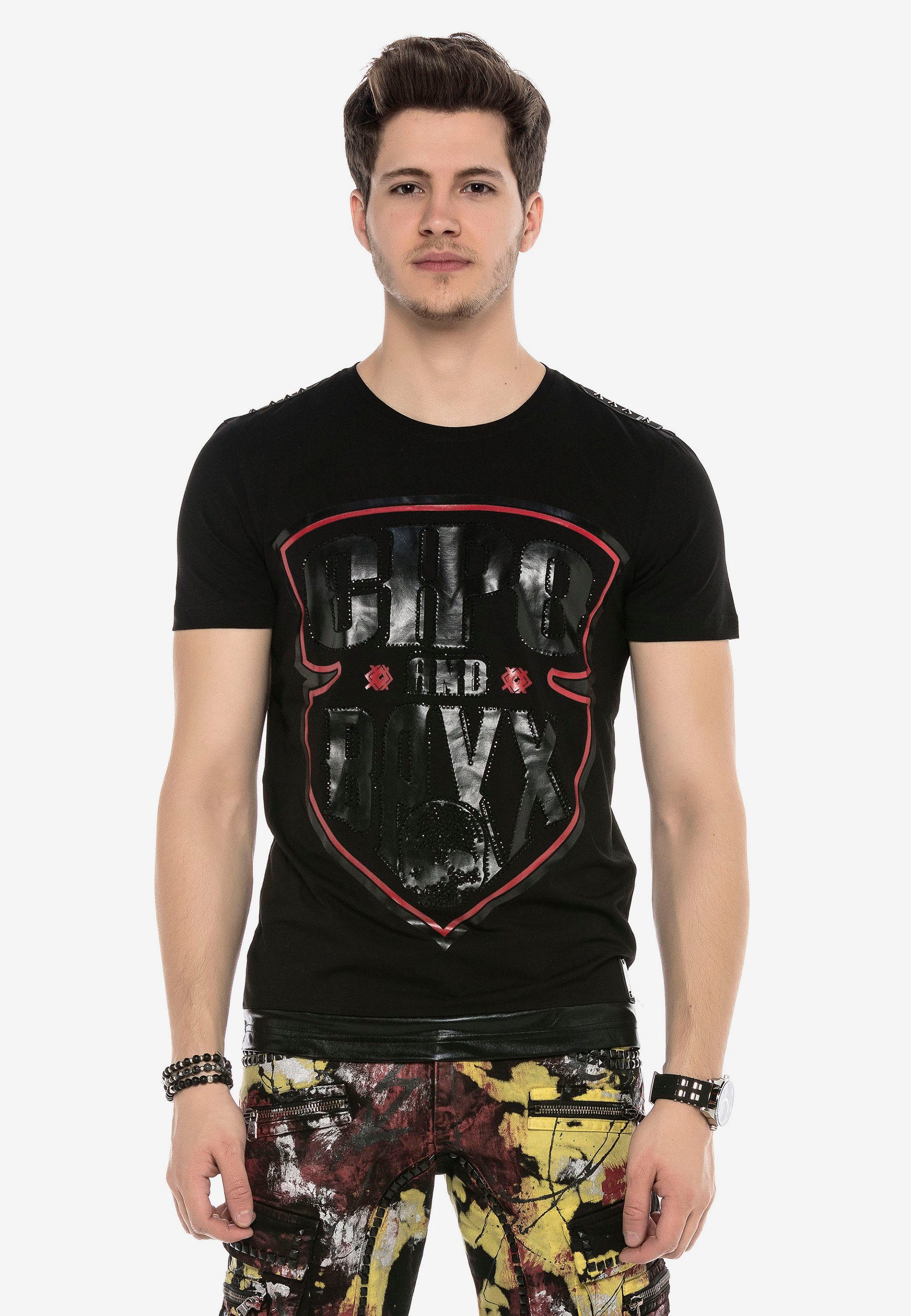 Cipo & Baxx T-Shirt mit coolem Logomotiv schwarz