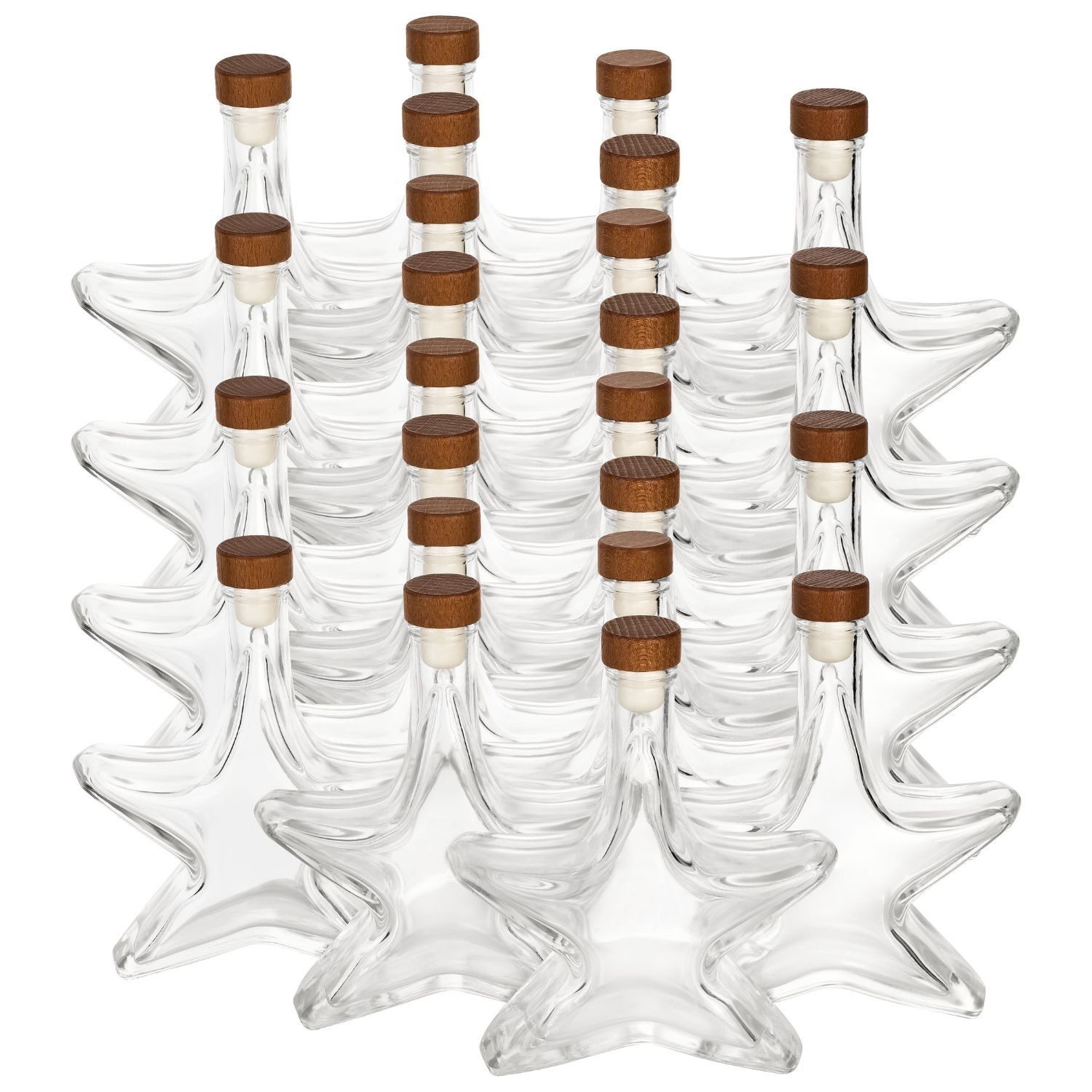 Flaschen-Fuchs Vorratsglas 24x Stern Likörflaschen 200ml - leere Flaschen zum befüllen, Glas, (24 x Sternflasche)