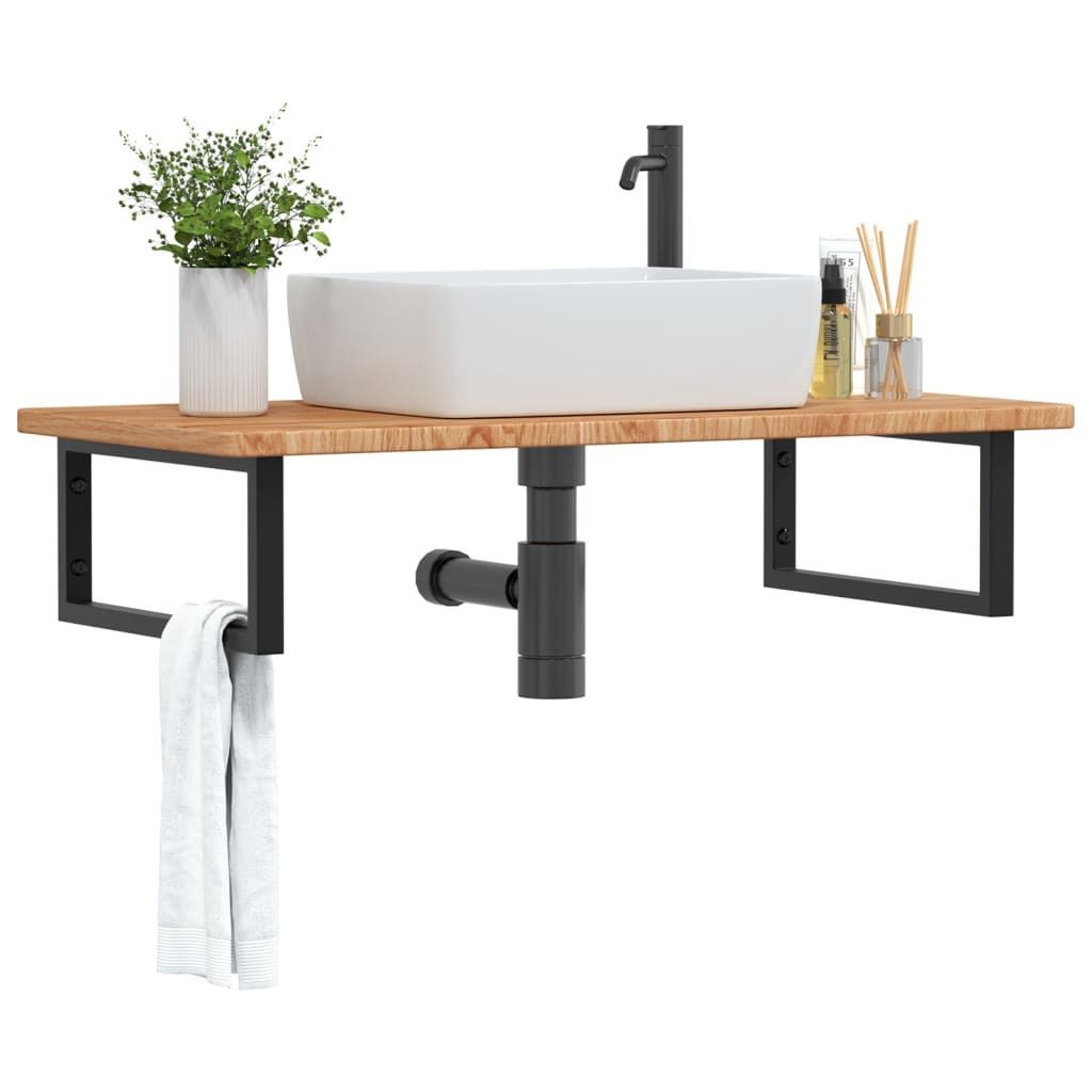 vidaXL Badezimmerspiegelschrank Waschtischplatte mit Halterung Stahl und Massivholz Eiche (1-St)