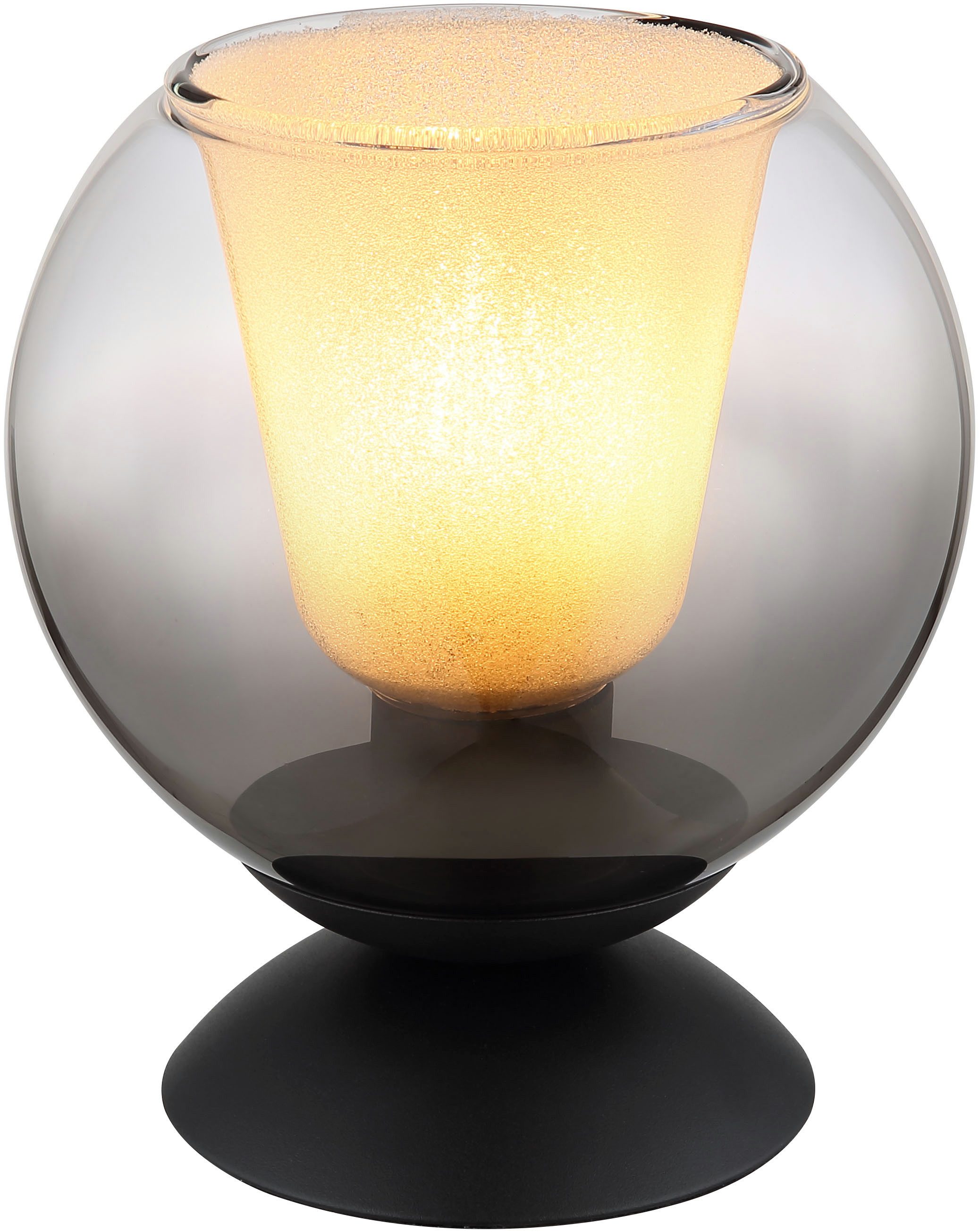 GLOBO LIGHTING Tischleuchte BARRY, ohne Leuchtmittel, Tischlampe/Metall/Glaskugel rauchfarben/Glaskristalle klar