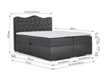 Furnix Boxspringbett TANSEL 120x200 Bett mit Topper und Bettkasten Ökoleder, hochwertiges veganes PU-Leder