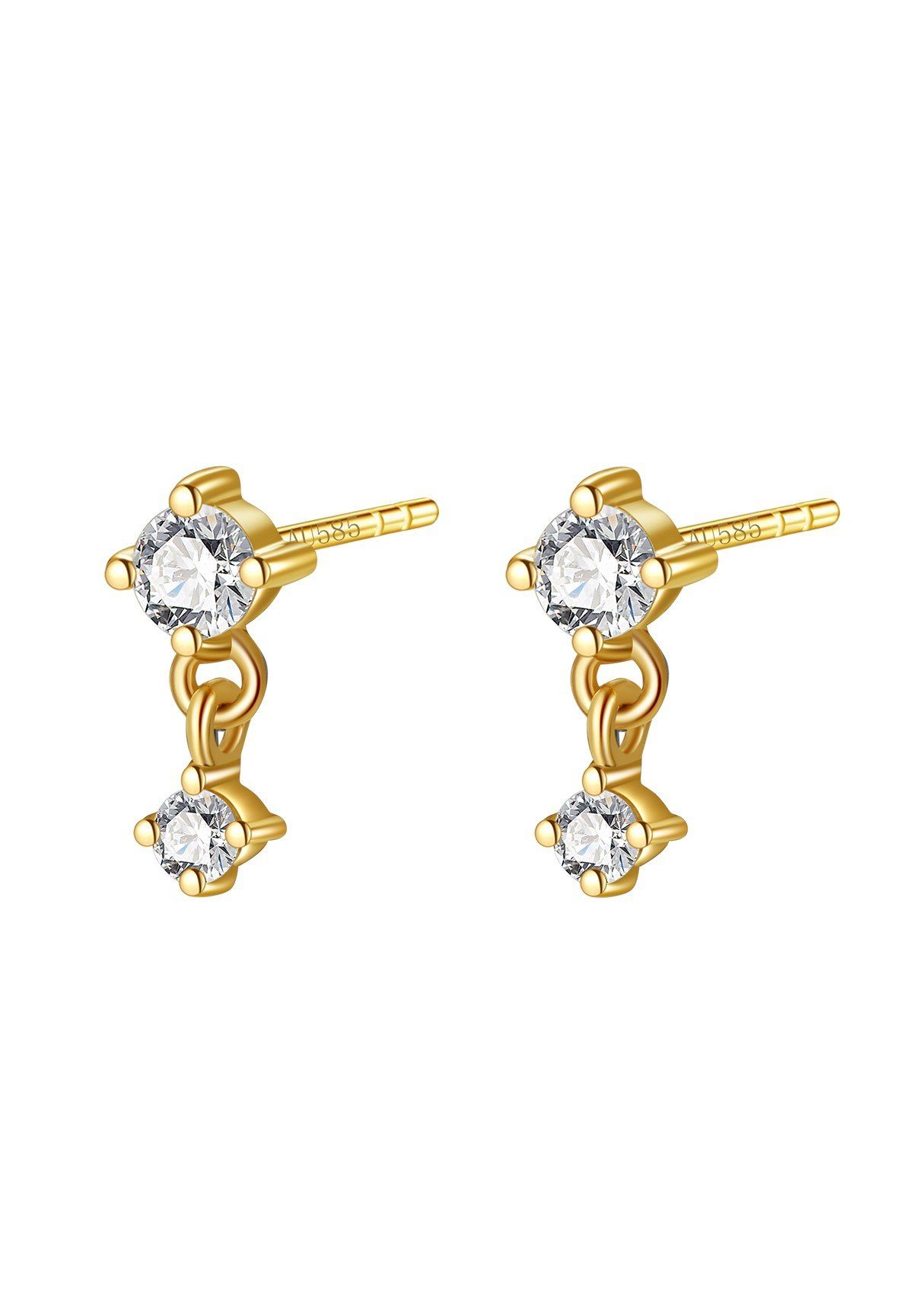 Paar Ohrstecker Damen 585 Echtgold Tropfen mit Zirkonia