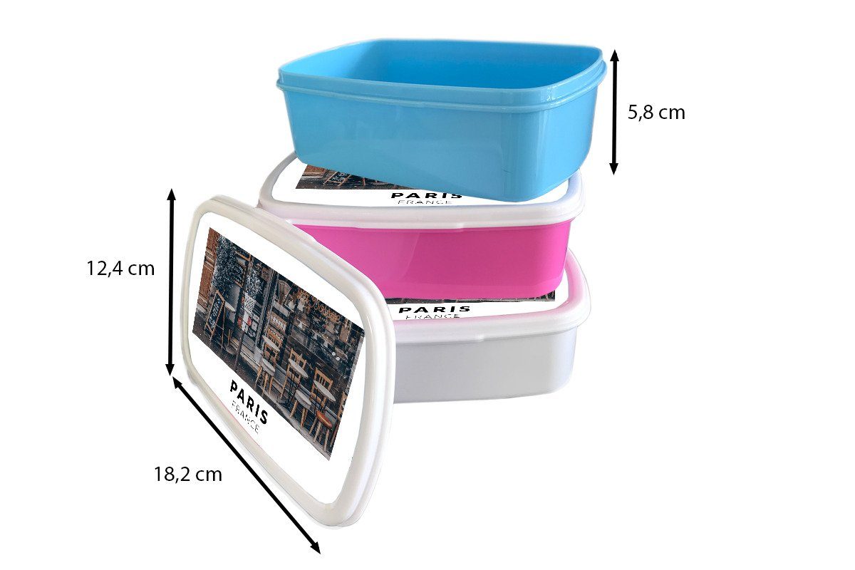 (2-tlg), - - Mädchen, Kunststoff, Erwachsene, Cafe, Snackbox, Frankreich Paris Brotdose Brotbox Kinder, für MuchoWow rosa Kunststoff Lunchbox