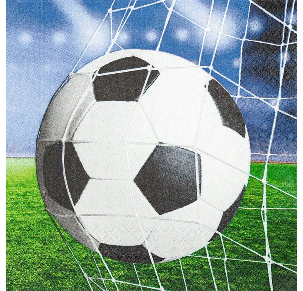 HOME FASHION Papierserviette 20 Servietten Soccer - Fussball im Netz 33x33cm, (20 St)