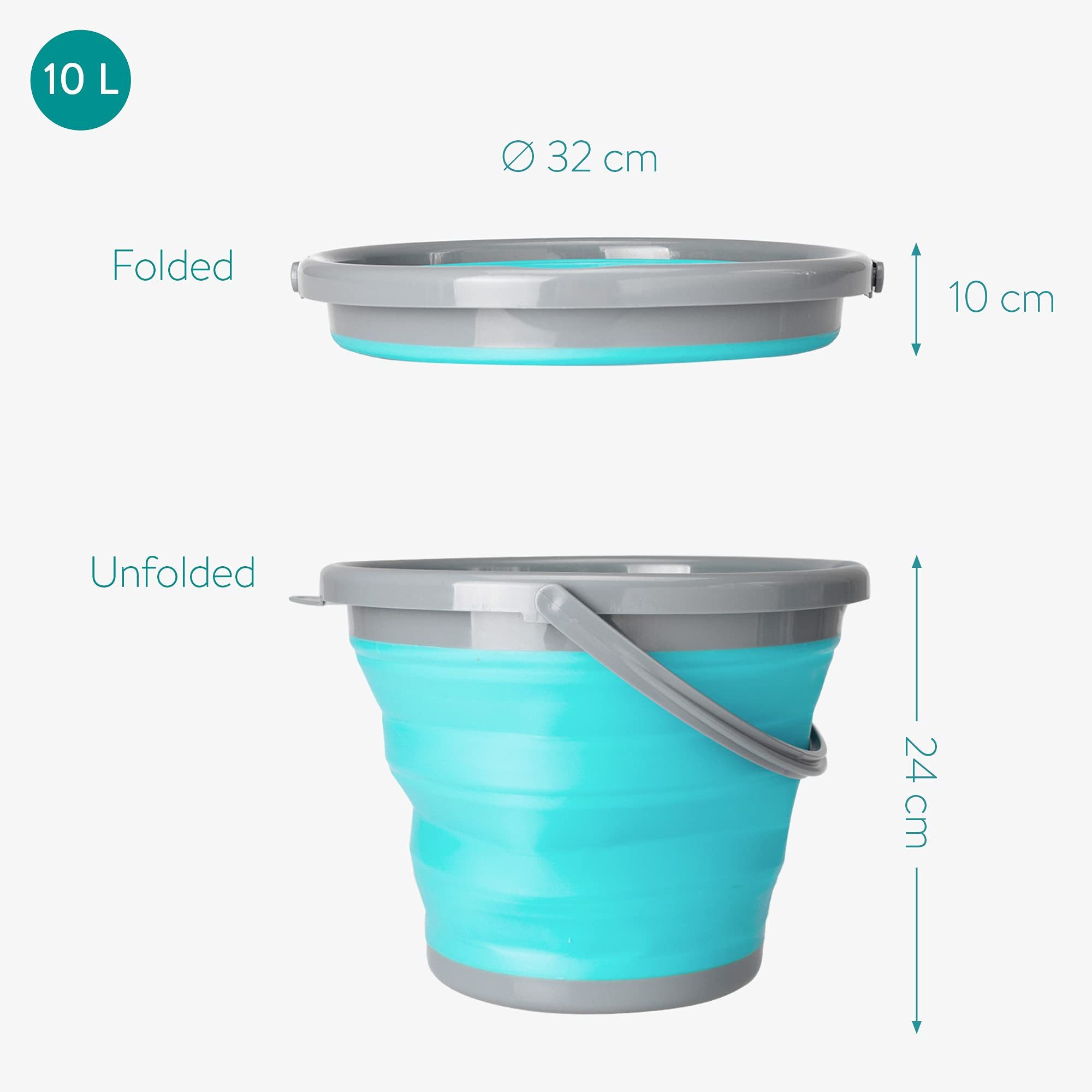 Navaris Putzeimer Navaris Falteimer Silikon 10L, faltbarer Eimer, Blau-Grau