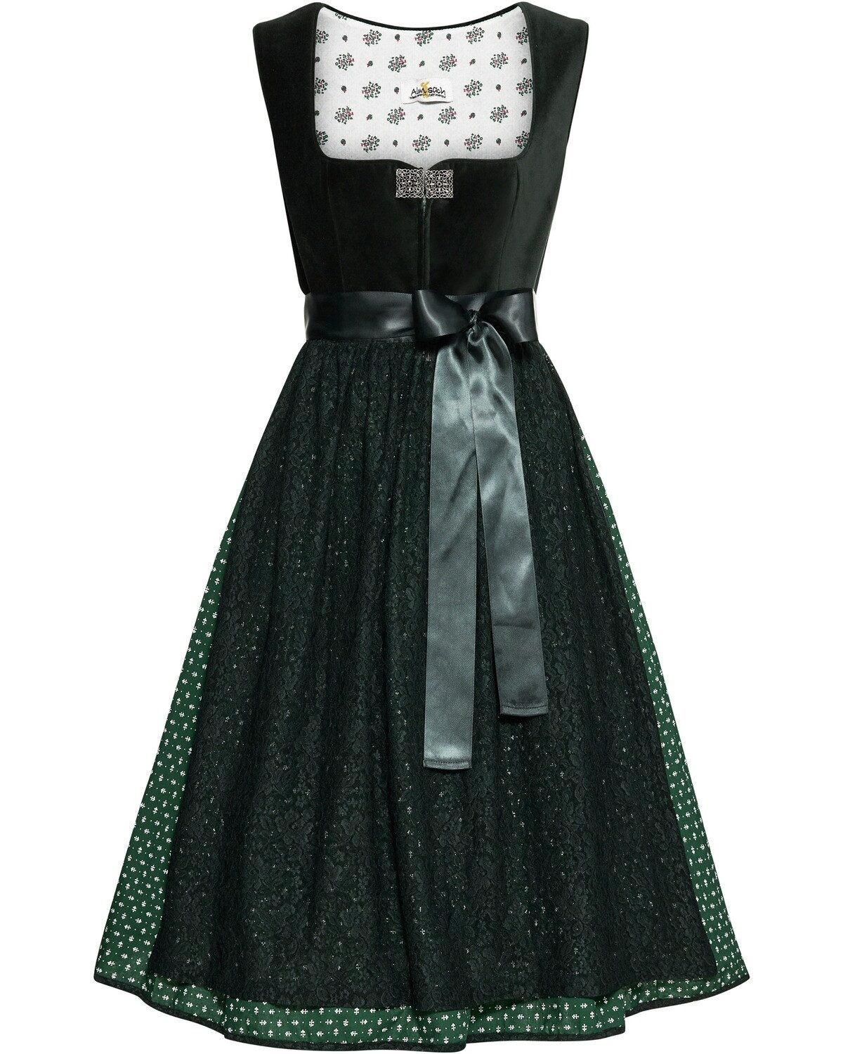 Almsach Dirndl Midi-Samtdirndl