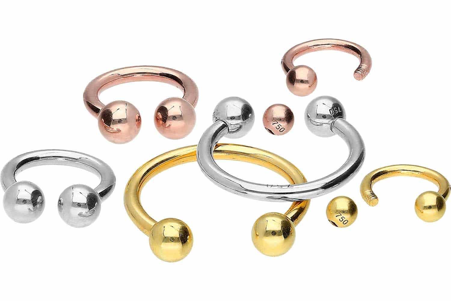 PIERCINGLINE Piercing-Set 18 Karat Gold Hufeisenring günstig online kaufen