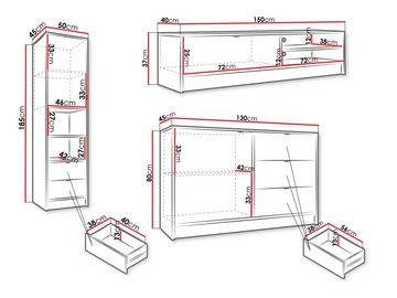 MIRJAN24 Wohnzimmer-Set Vinxor I, (3er-Set, Kommode, TV-Lowboard, Regal), Aluminiumgriffe in der Farbe Chrom