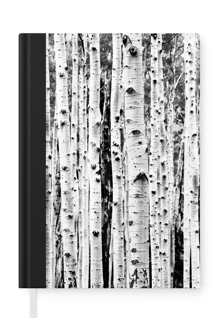 MuchoWow Notizbuch Bäume - Holz - Schwarz und weiß - Natur, Journal, Merkzettel, Tagebuch, Notizheft, A5, 98 Seiten, Haushaltsbuch