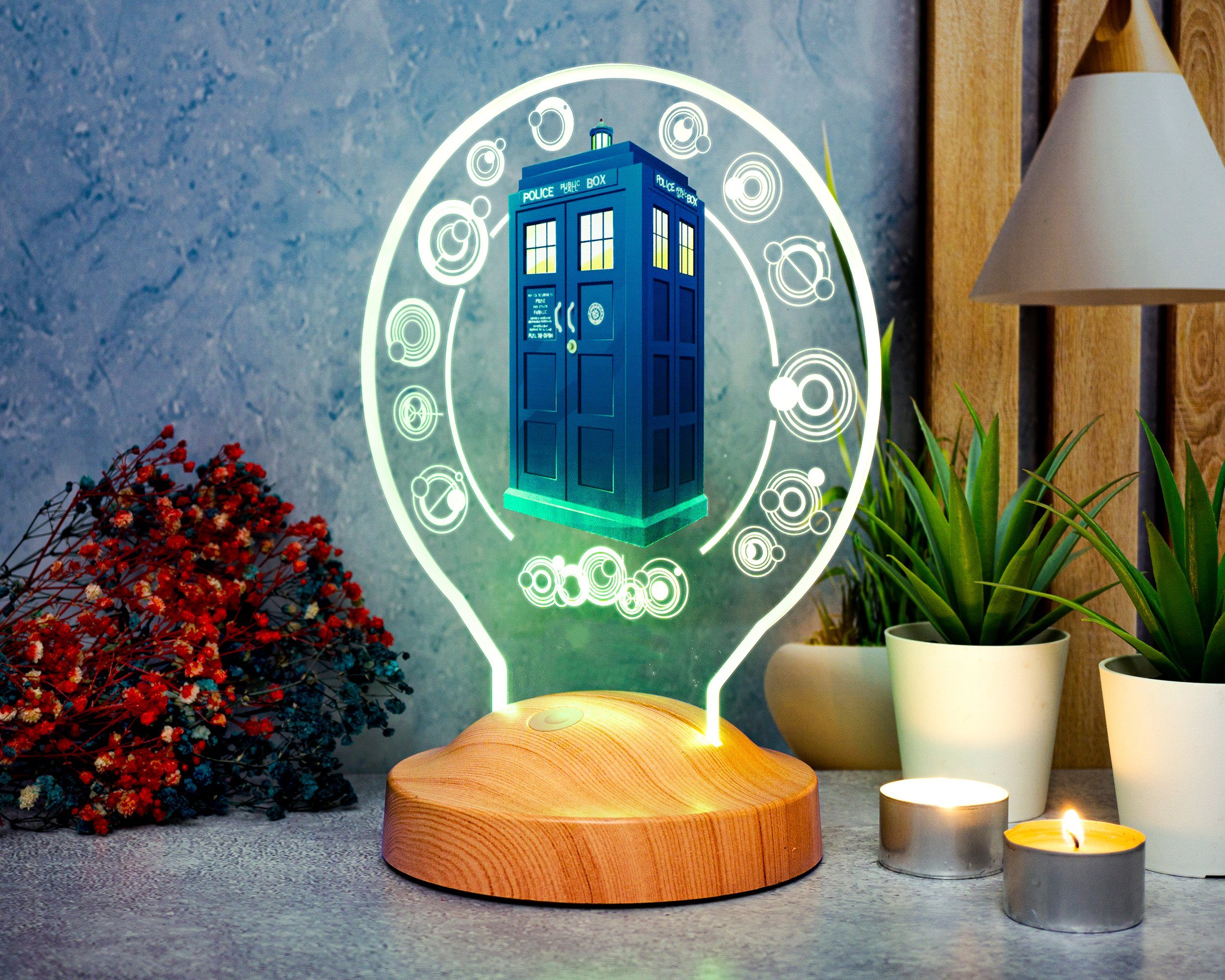 Geschenkelampe LED Nachttischlampe Tardis DR WHO 3D UV-Druck Nachtlicht Zimmer Deko, Leuchte 7 Farben fest integriert, Geburtstagsgeschenk für Freunde, Mädchen, – Bild 5 von 5