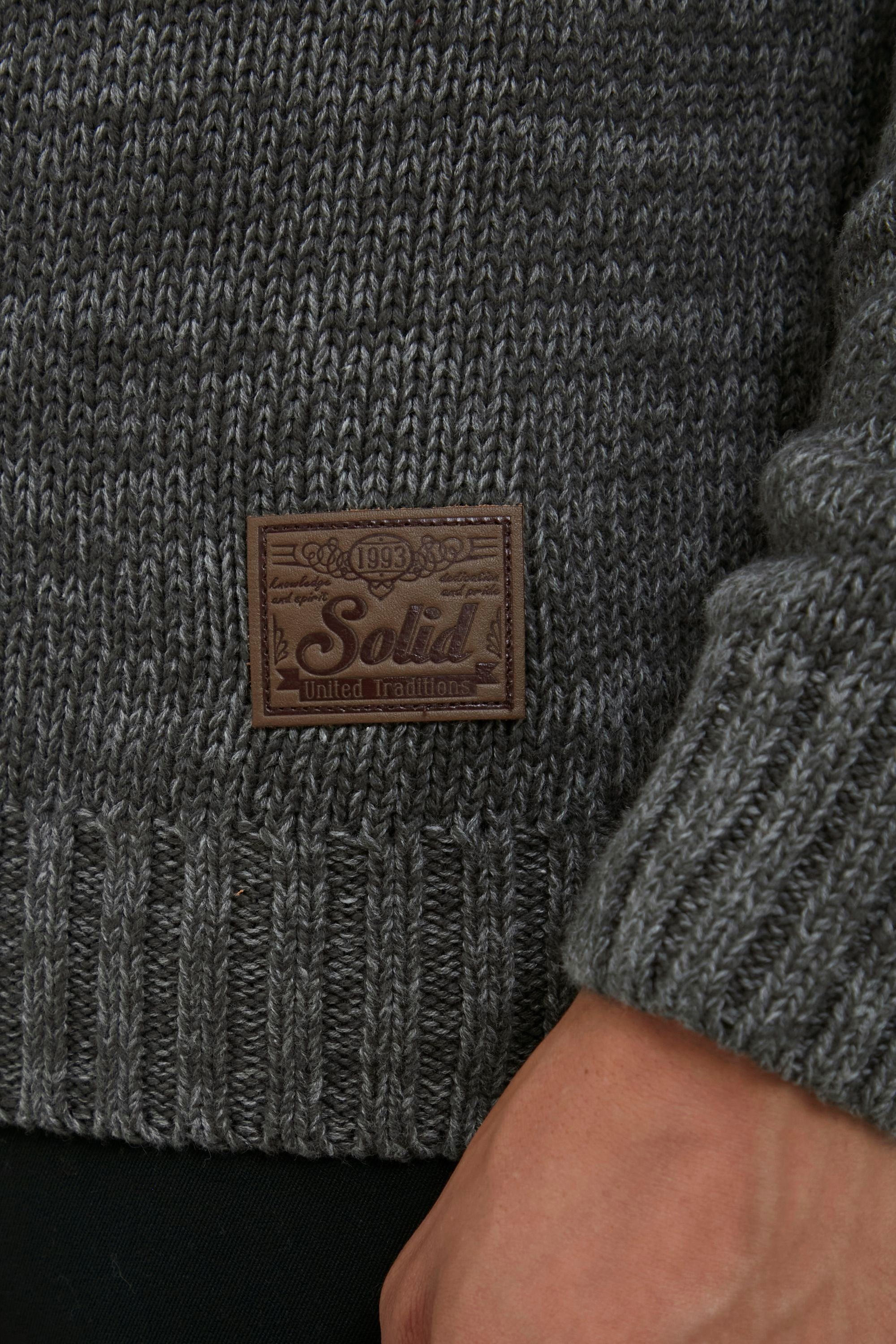 mit hochabschließendem Strickjacke !Solid (2890) Kragen Grey Cardigan Dark SDPomeroy