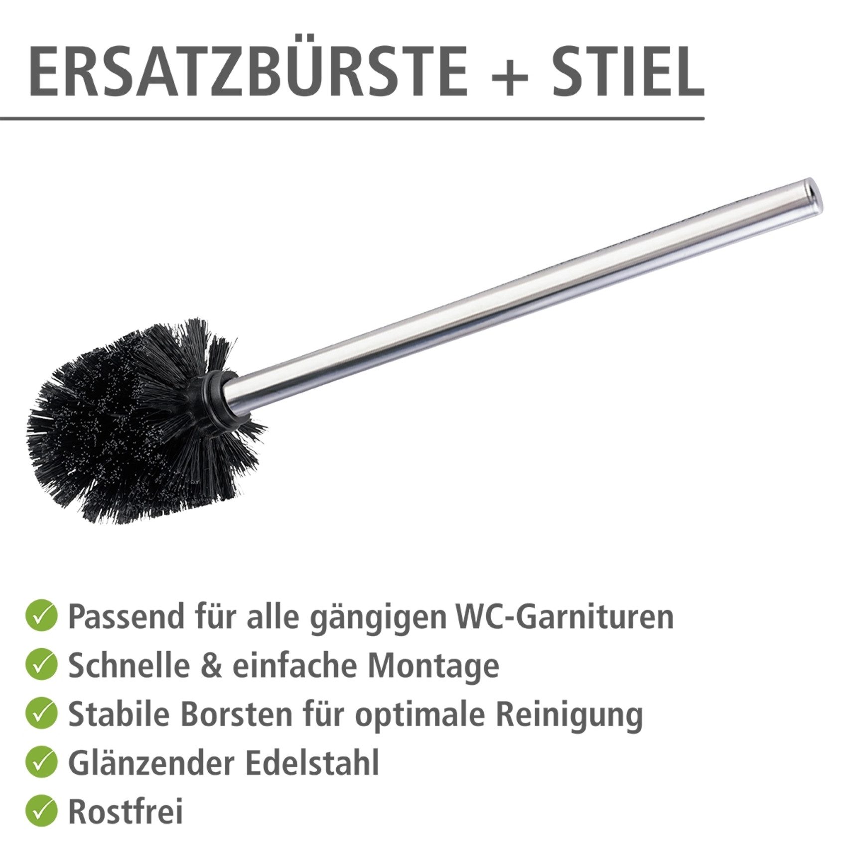WENKO WC-Reinigungsbürste, (Set, 4-tlg), WC-Bürste mit Edelstahlstiel und Kunststoffborsten, Ø 8 cm