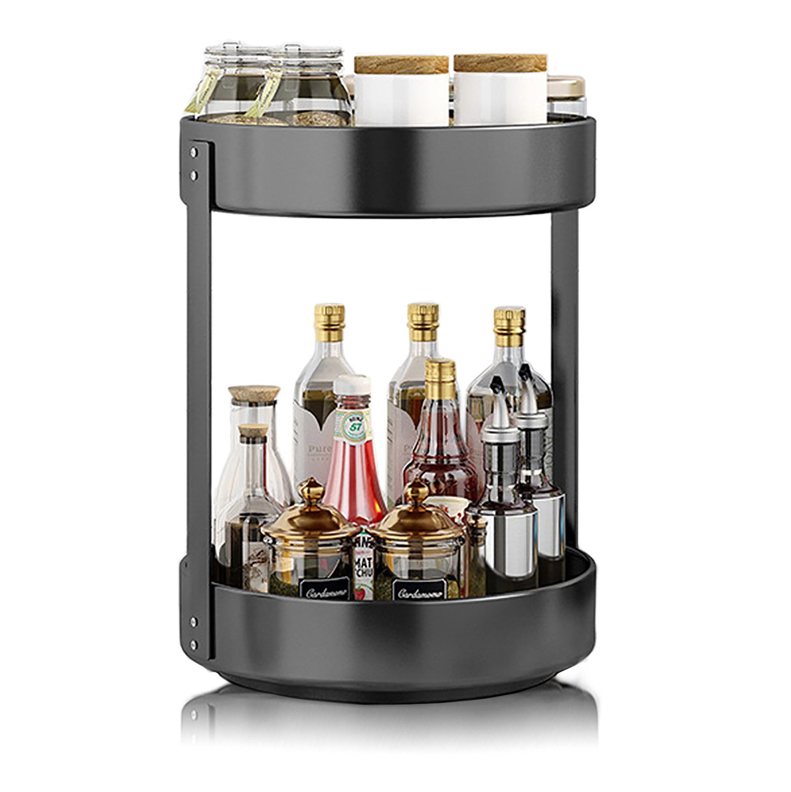 CALIYO Gewürzregal Gewürzregal, ein Großes Küchenregal aus Edelstahl um 360° Drehbar, ein Multifunktionales Lagerregal zur Aufbewahrung von Gewürzen