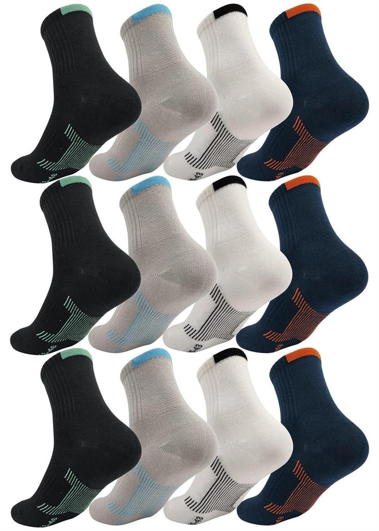 Sportsocken 12 Paar Herren Sport Sneaker Socken Quarter Socks Kurzsocken Halbsocke