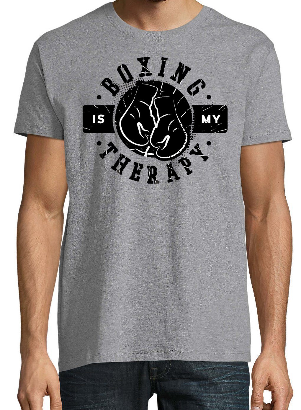 Youth Designz Therapie T-Shirt My Is Herren trendigem Shirt Frontprint Boxen Grau mit
