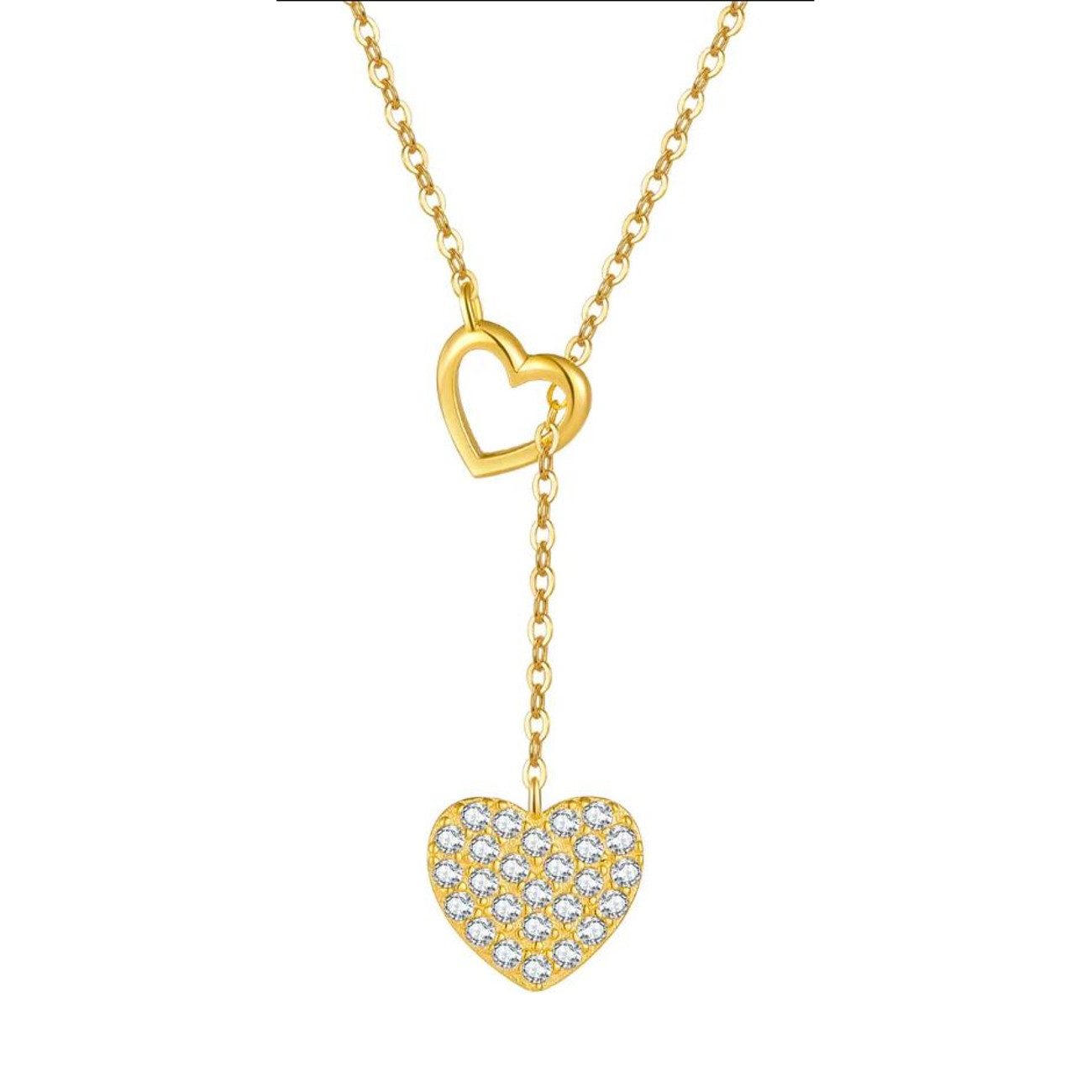 KARMA Kette mit Anhänger Halskette Herz Kristall Silber oder Gold Damen Sil günstig online kaufen