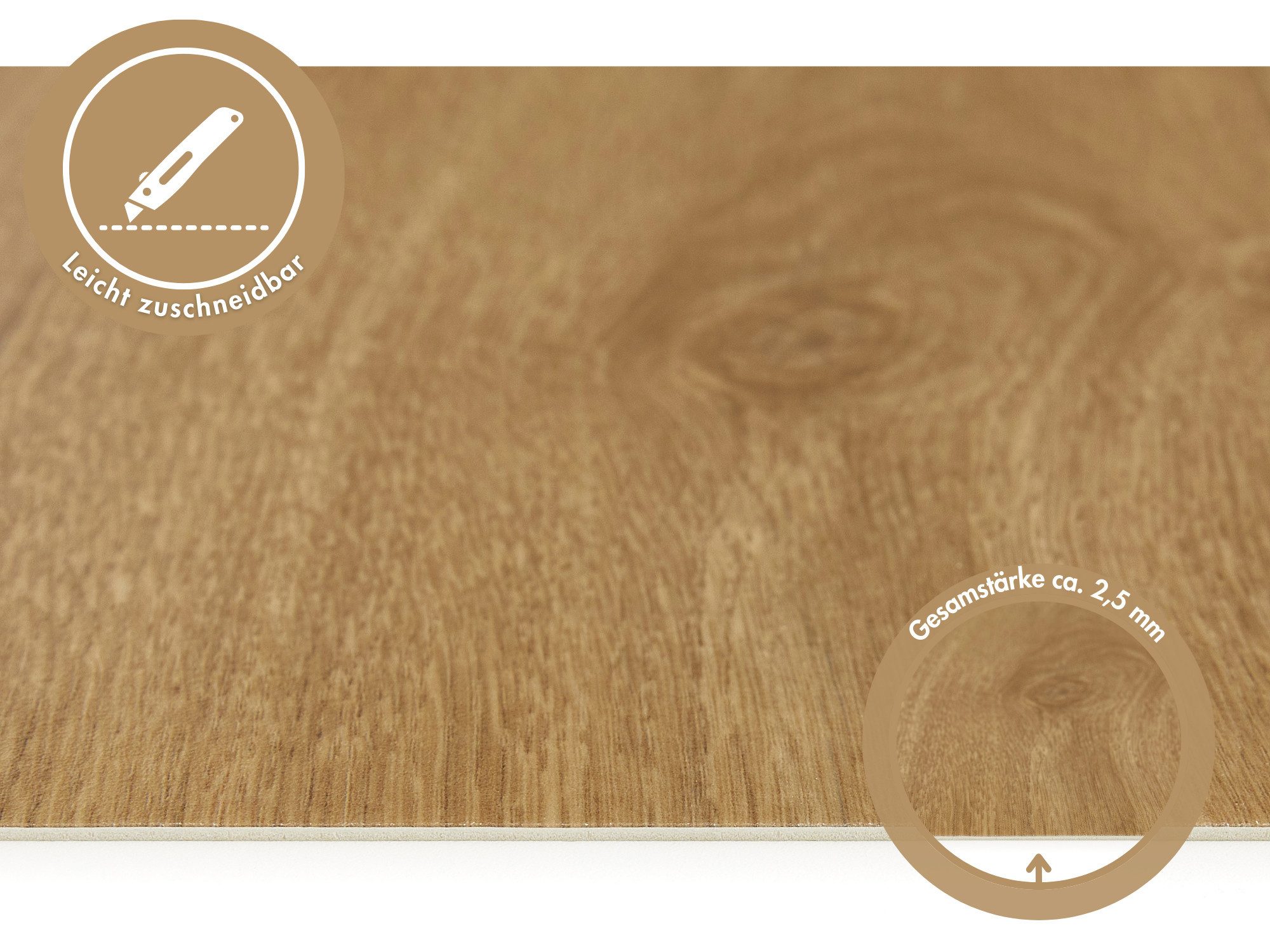 misento Vinylboden Astell in Holzoptik, für Feuchtraum- und Privatbereiche, PVC Bodenbelag Meterware 200/400 cm breit, Stärke 2,5 mm