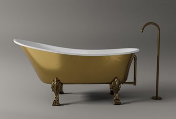 Bernstein Badewanne PARIS, (nostalgisches Design / Acrylwanne / Sanitäracryl / mit Metallfüße), freistehende Wanne / Gold / 175 cm x 74 cm / Acryl / Oval