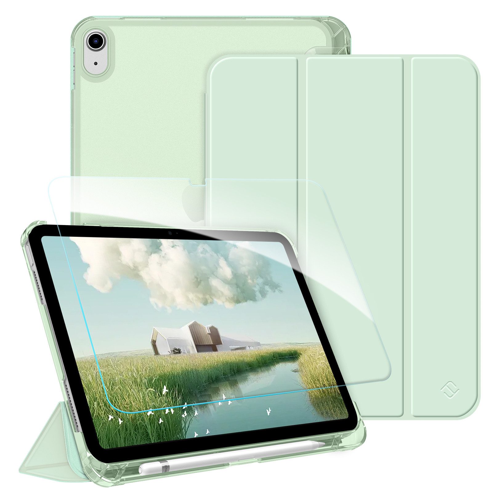 Fintie Tablet-Hülle für iPad 11 Generation 11'' 2025 (A16), iPad 10 Generation 10.9'' 2022, mit Schutzfolie-ultradünne transparente Rückseite Case mit Stifthalter
