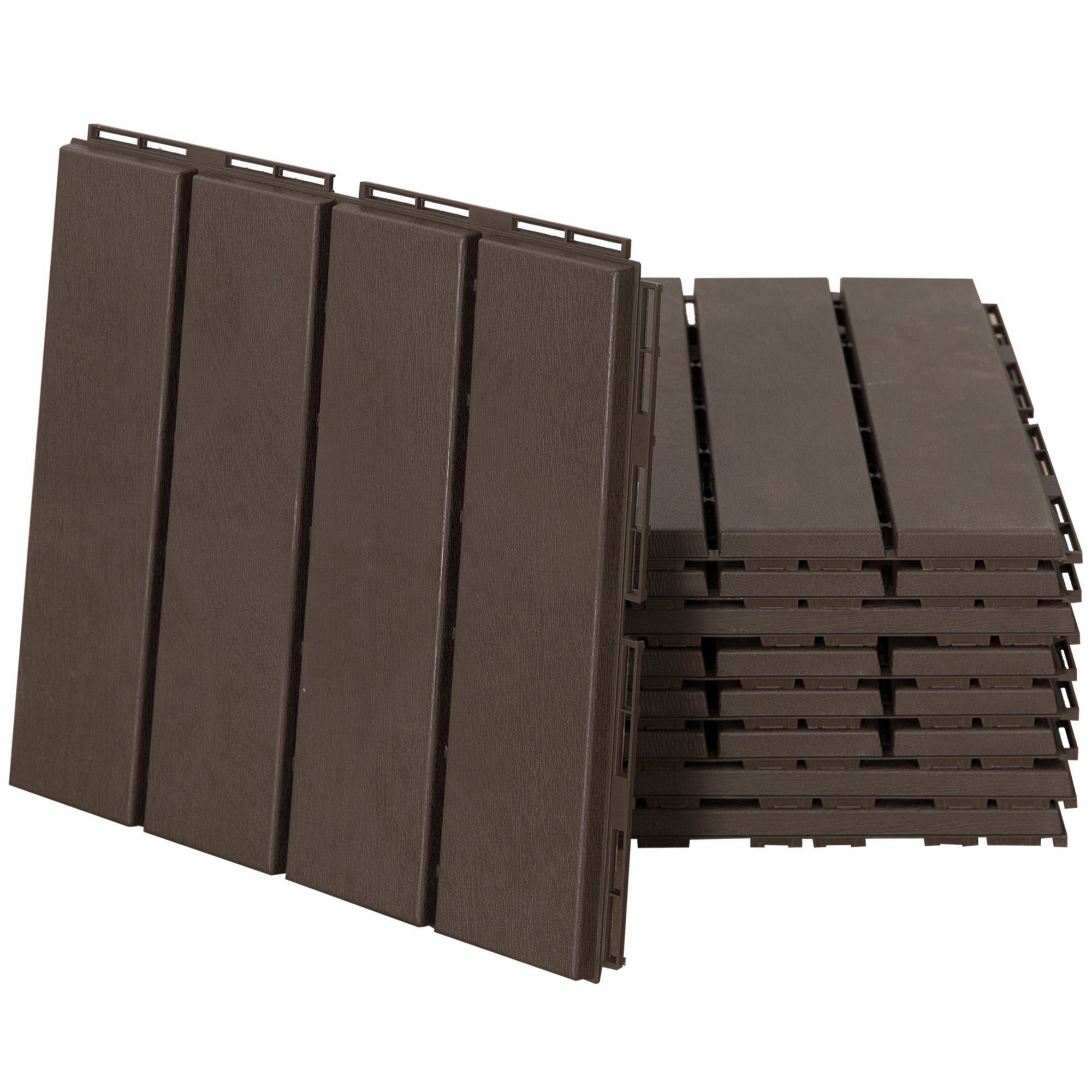 Outsunny Klickfliesen Balkon Patio 30 x 30 cm Garten-Klickfliese Bodenbelag Innen Außen, Bodenfliese, 1 St., 9 er Set Terassenfliesen, 30cm x 30cm x 2cm