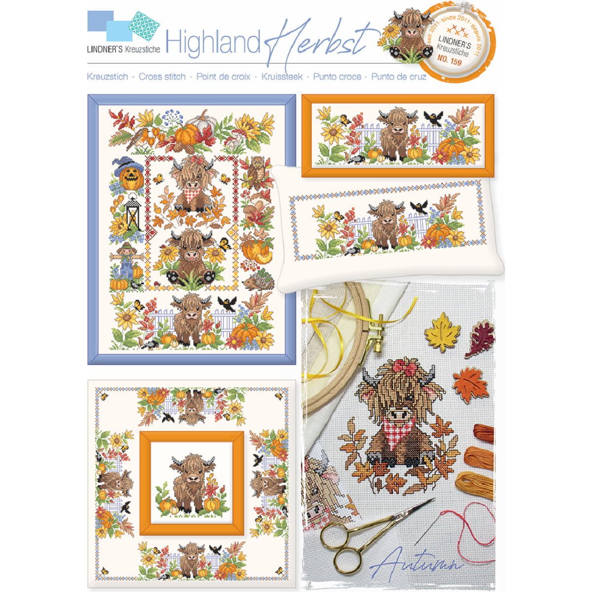 Lindner´s Kreuzstiche Kreativset Lindner´s Kreuzstich Zählmuster Vorlage "Highland Herbst", 159, (embroidery kit by Marussia)