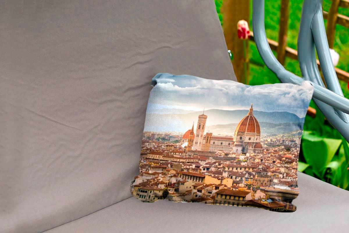 Sonnenuntergang Kissenhülle Florenz, - Italien Polyester, - Dekokissenbezug, Dekokissen Outdoor-Dekorationskissen, MuchoWow