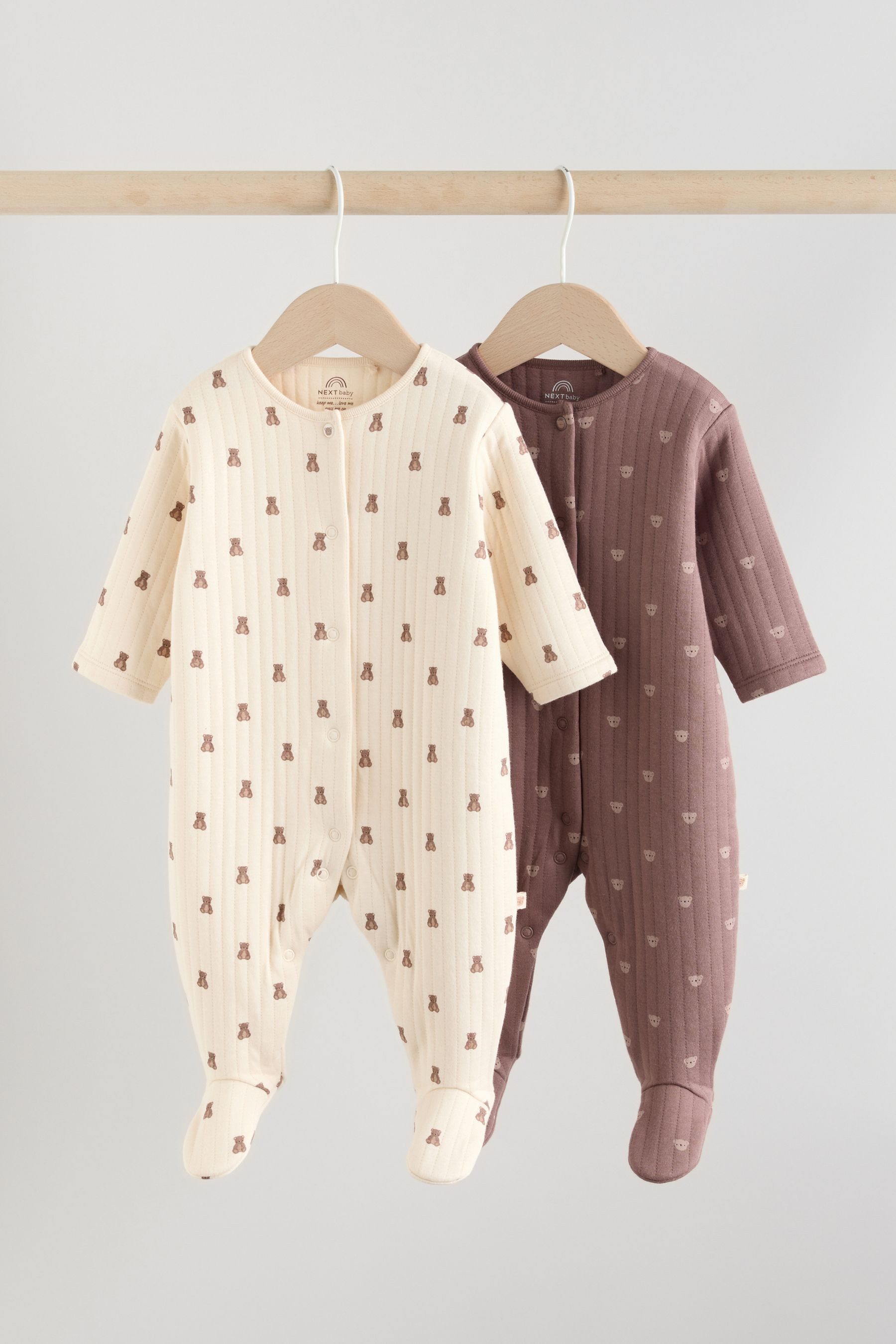 Next Schlafoverall 2er-Pack Gesteppte Baby-Schlafanzüge, Bär (2-tlg)