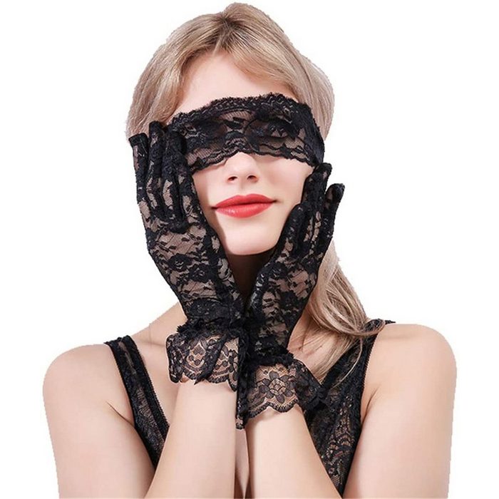 IVSO Schlafmaske Augenmasken spielsatin Spitzenstoff Augenbinde Fetisch Sex Spielzeug für paare schwarz 1er Pack