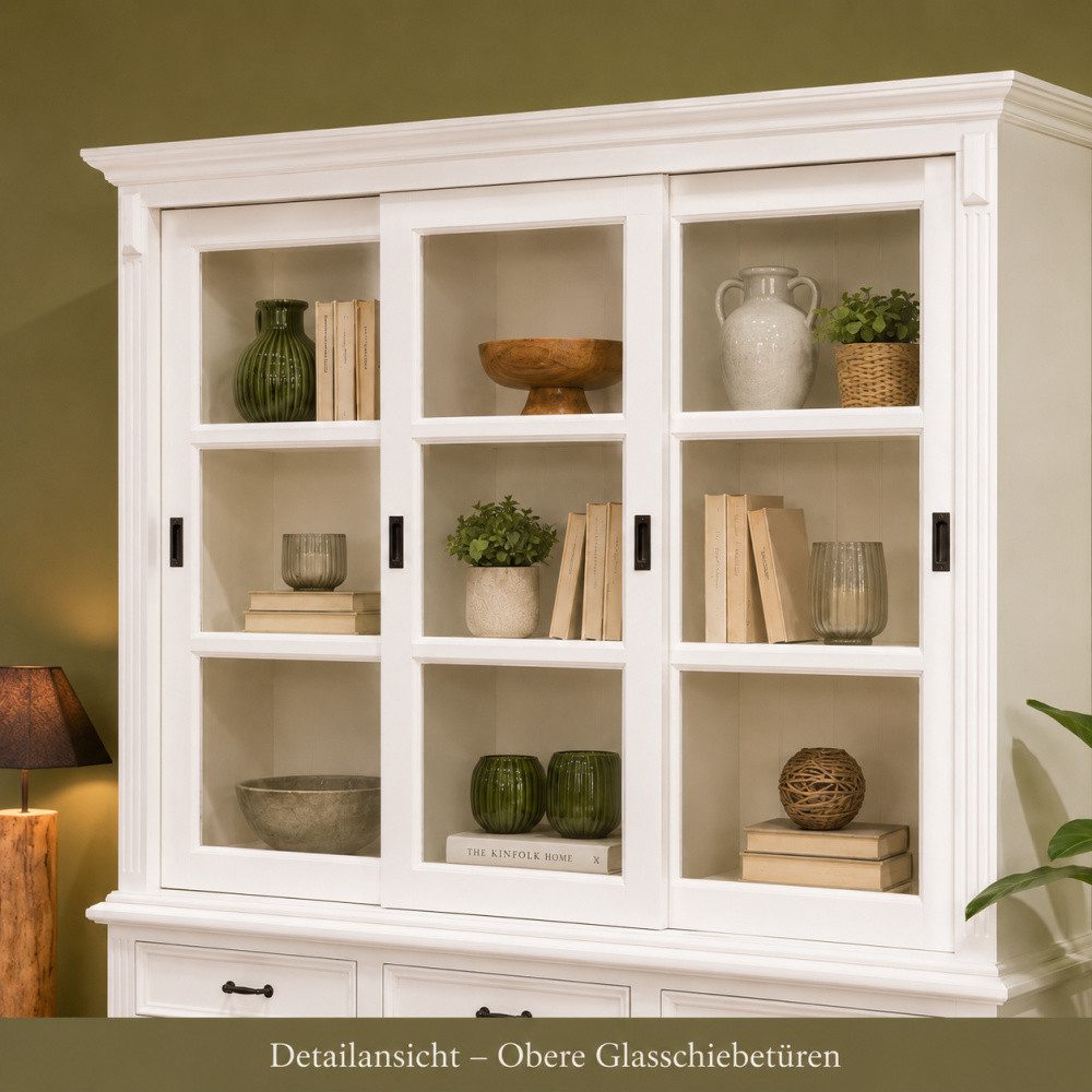 Wohnpalast Vitrine Vitrinen Schrank Vincenza weiß 200 cm