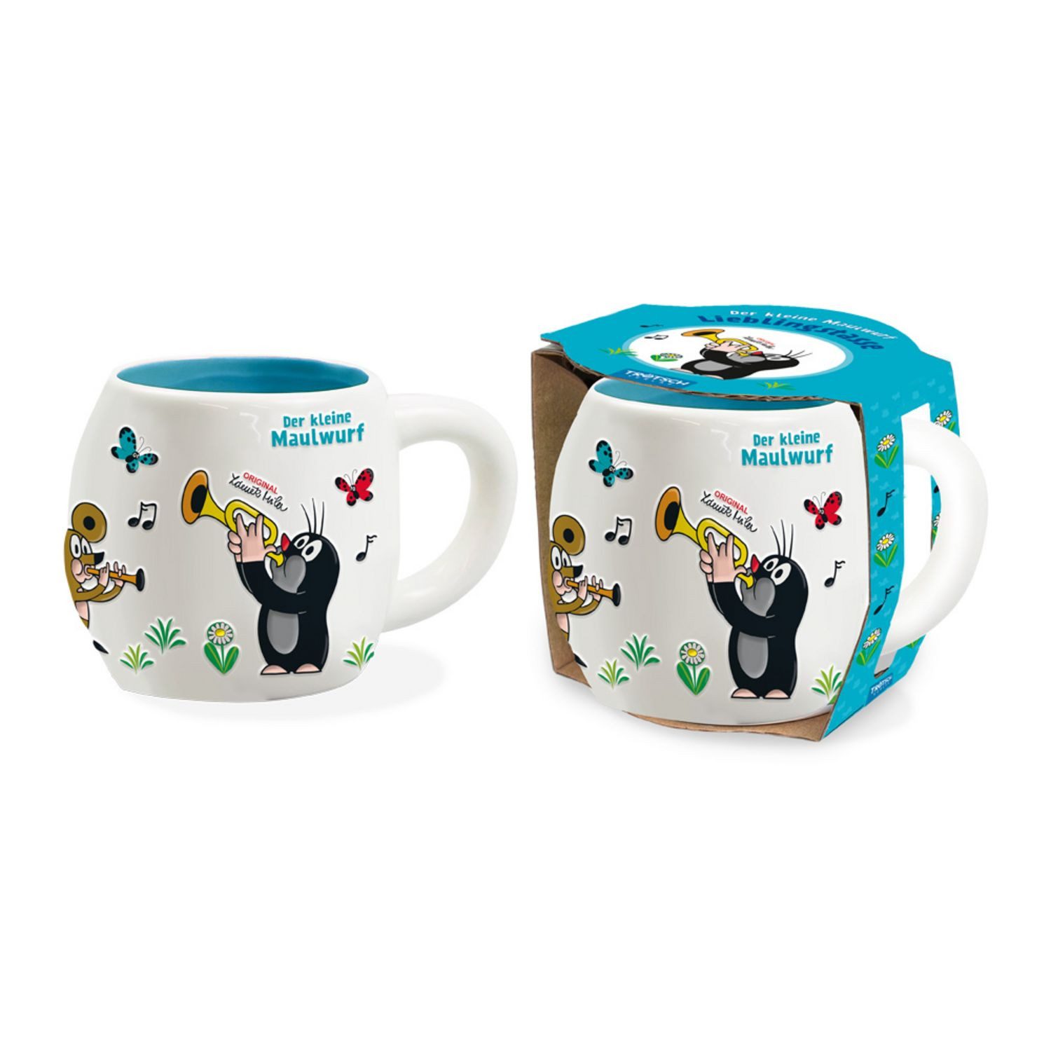 Tasse Trötsch Der kleine Maulwurf 3D Porzellantasse Lieblingstasse Musik