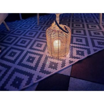 BOURGH Windlicht Bambus Laterne MONZA - Windlicht Indoor/Outdoor mit Glaseinsatz, naturbelassen