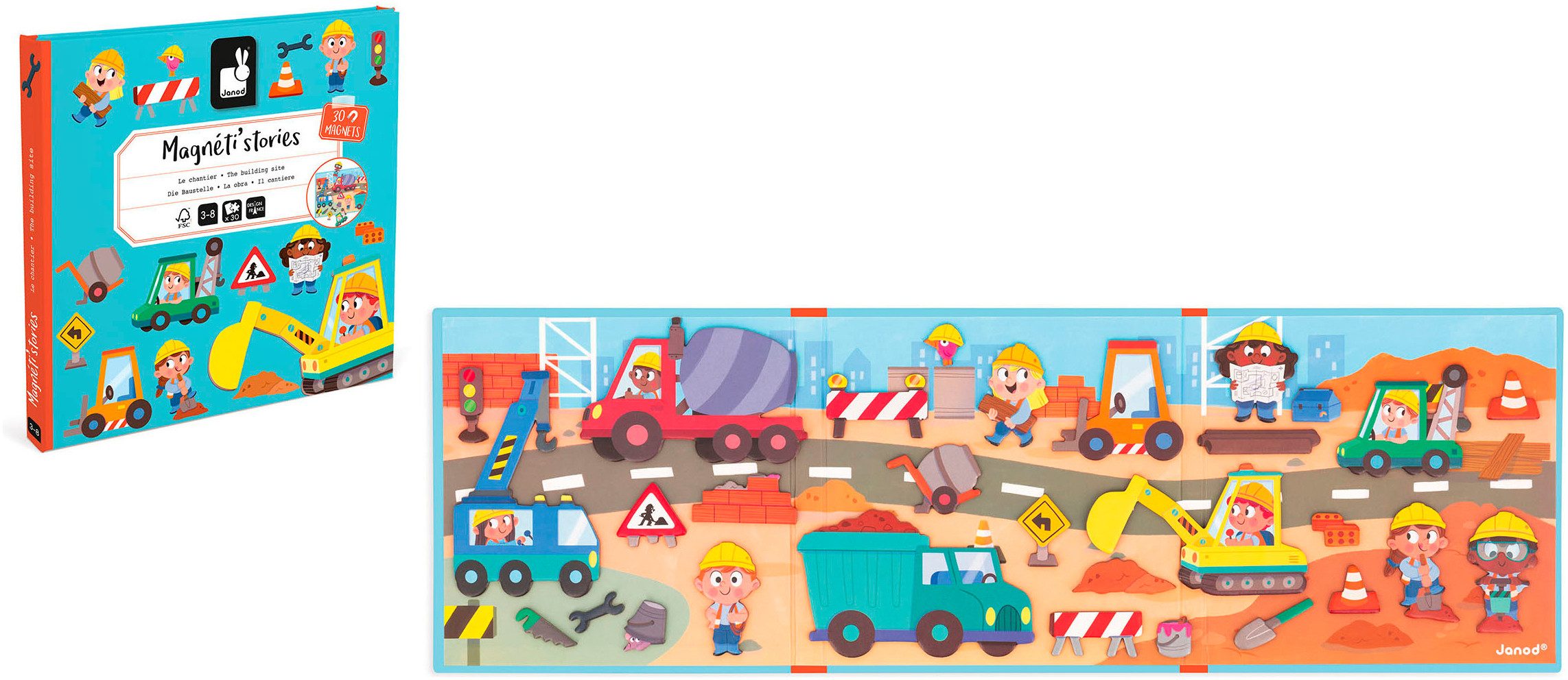 Janod Lernspielzeug Magneti'stories - Die Baustelle, günstig online kaufen