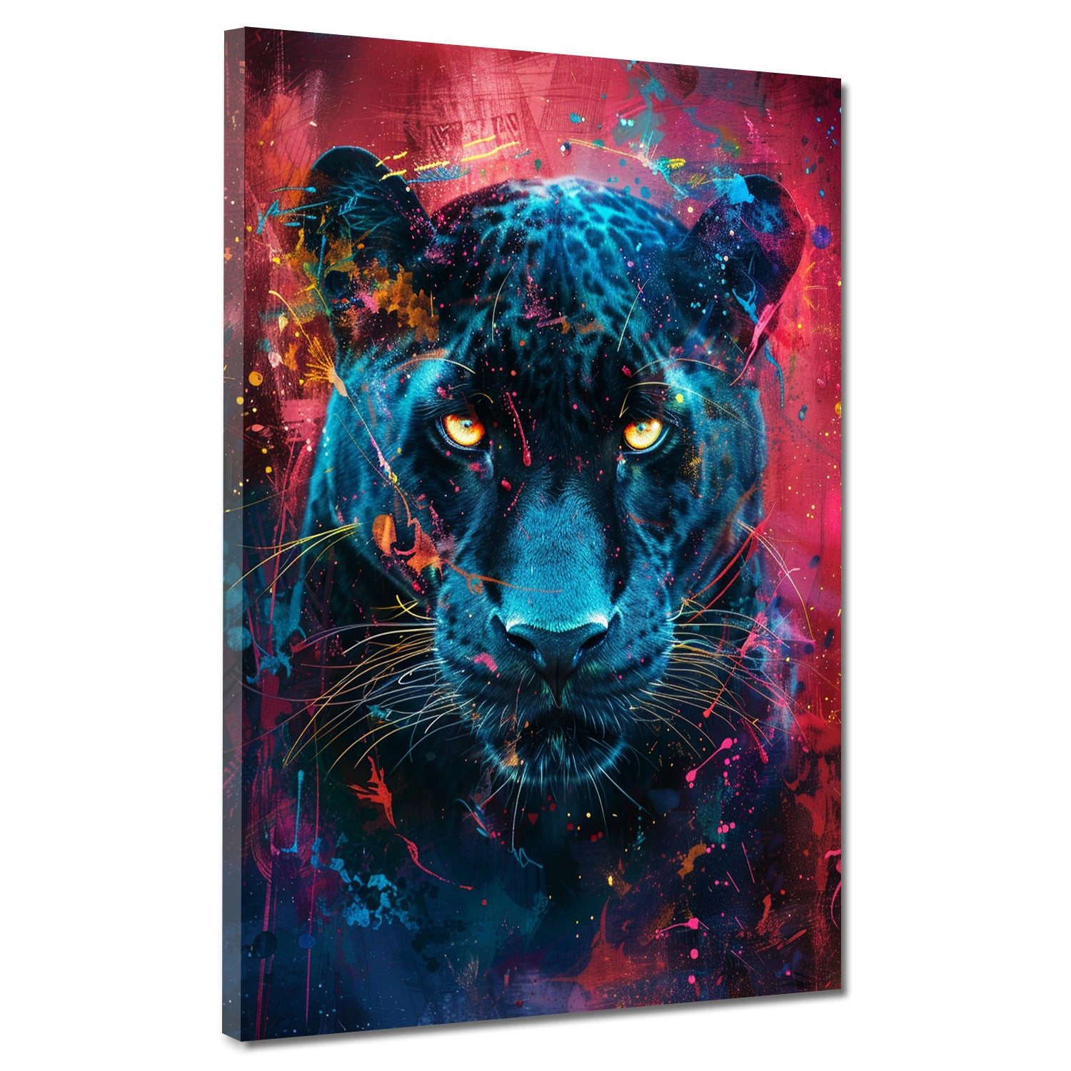 Artedinoi Leinwandbild Panther Pop Art leuchtend farbenfroh modern Leinwandbild Wandbild XL D, Farbenfroher Panther