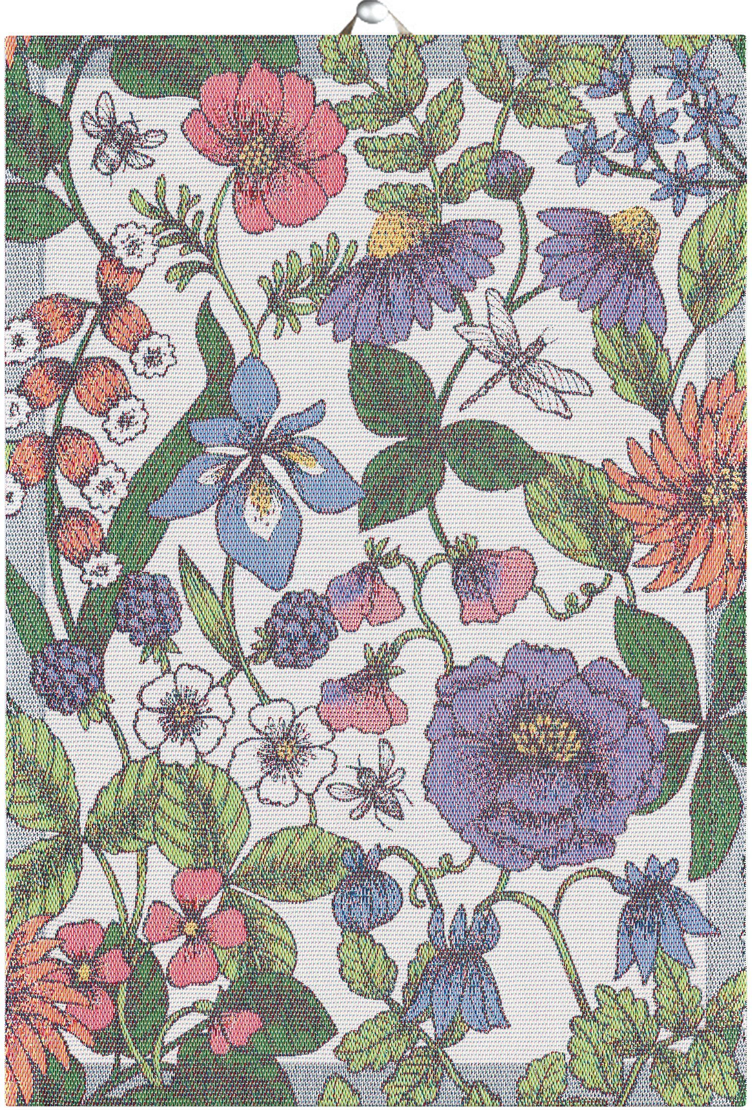 Ekelund Geschirrtuch Küchenhandtuch Flora 35x50 cm, (1-tlg., 1 x Geschirrtuch), Pixel gewebt (3-farbig)