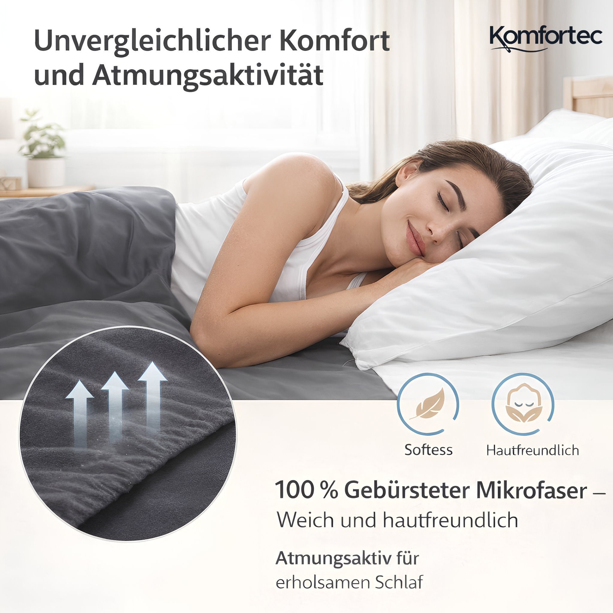 Komfortec Spannbettlaken Boxspringbett bis 15cm - 30cm Matratzenhöhe, Mikrofaser, Gummizug: Rundum, (1 Stück), 90x200 cm, Anthrazit Grau